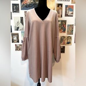 Madewell Blush Velvet Long Sleeve Bell Sleeve Babydoll Mini Dress L